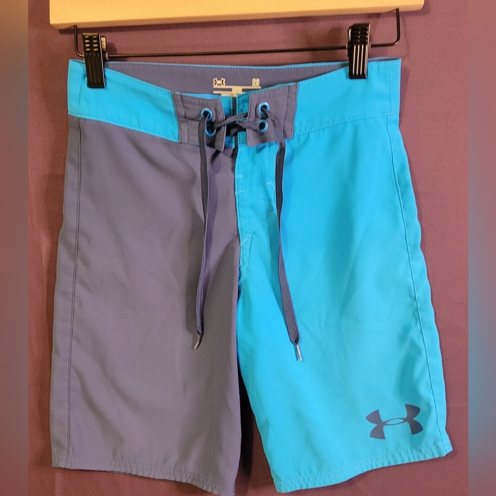 Under Armour Men's Blue and Gray Swim Shorts